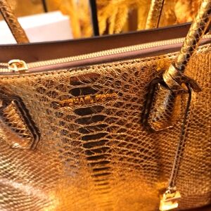Authentic Michael Kors gold rare tote and wallet